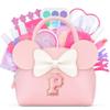 QLOVEA Pretend Makeup Kit for Toddlers Kids- 21Pcs Make Up Toys with Initial Toddler Purse - Birthday Gifts for 3 4 5 Years Old Girls Vanity Set Christmas Birthday Gift Pink P view 1