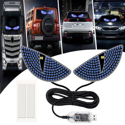 2 Pcs Eyes Light,Half-Devil's Eye Light Car Light,Devil Eyes Light for Windshield,Led Devil Eye Light for Car,LED Demon Eye Light Front Back Windshield,Devil Eye Led Light for Car Back Window (Blue)