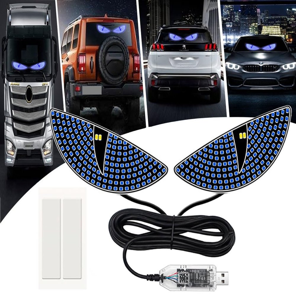 2 Pcs Eyes Light,Half-Devil's Eye Light Car Light,Devil Eyes Light for Windshield,Led Devil Eye Light for Car,LED Demon Eye Light Front Back Windshield,Devil Eye Led Light for Car Back Window (Blue)