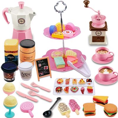 GIFTRRTOY Pretend Tea Party Set for Little Girls, 48 PCS Coffee Maker Set and Play Food Dessert Set for Kids Age 3 4 5 6 7 8 9, Kids Kitchen Pretend Play for Princess Girls Boys(Pink)
