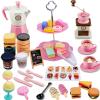 GIFTRRTOY Pretend Tea Party Set for Little Girls, 48 PCS Coffee Maker Set and Play Food Dessert Set for Kids Age 3 4 5 6 7 8 9, Kids Kitchen Pretend Play for Princess Girls Boys(Pink) view 1