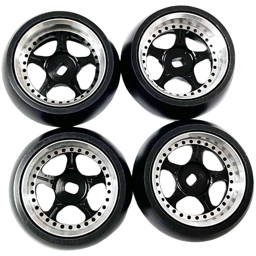 4Pcs Rubber Drift Tyre for Wltoys K969 K989 P929 1/28 Racing Car Black