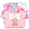 QLOVEA Pretend Makeup Kit for Toddlers Kids- 21Pcs Make Up Toys with Initial Toddler Purse - Birthday Gifts for 3 4 5 Years Old Girls Vanity Set Christmas Birthday Gift Pink K view 1