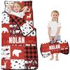 Personalized Woodland Deer Bear Nap Mat Set for Boys Girls Custom Name Toddler Sleeping Bag with Pillow & Blanket Kids Sleep Mat for Preschool, Daycare, Kindergarten view 1