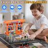 KIZONLY Toy Cars Playsets, Activity Drivers Playset, Gasstation with Moveable Hoses, Parking lot, 1:64 Scale Toy Cars and Car Garage Toys for Toddlers 1-3, Car-Activated Playing Method view 3