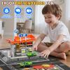 KIZONLY Toy Cars Playsets, Activity Drivers Playset, Car Restaurant Playset, 1:64 Scale Toy Cars and Car Garage Toys for Toddlers 1-3, Parking lot with Track, Car-Activated Playing Method view 3