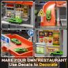 KIZONLY Toy Cars Playsets, Activity Drivers Playset, Car Restaurant Playset, 1:64 Scale Toy Cars and Car Garage Toys for Toddlers 1-3, Parking lot with Track, Car-Activated Playing Method view 4