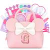 QLOVEA Pretend Makeup Kit for Toddlers Kids- 21Pcs Make Up Toys with Initial Toddler Purse - Birthday Gifts for 3 4 5 Years Old Girls Vanity Set Christmas Birthday Gift Pink G view 1