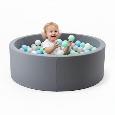 Foam Ball Pit - 36.5" x 13.2" Ball Pit for Toddlers,Round Soft Playpen with 100% Cotton Cover & High-Resilience Memory Foam,Machine Washable,Indoor Outdoor (Grey,Not Includes Balls)