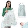 100% Cotton Nursing Cover with Support Ring & Mesh Layer, Breathable Nursing Cover Up for Breastfeeding, Adjustable Arch Neckline Breastfeeding Apron for Women (Green, Qionglin Green Sea) view 1