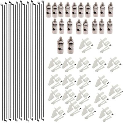 Adjustable Pushrod Connector Linkage Stopper 1.3mm + Nylon Control Horns 21x10 mm + 1.2 x 180mm Z Push Rods Parts Compatible for RC Airplane Plane Boat Replacement