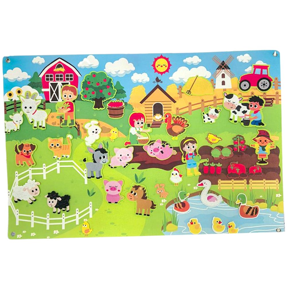 Felt Board Story Sets, 41x30 Inch Farm Animals Felt Board for Toddlers, Early Learning Wall Activities for Toddlers, Interactive Hanging for Wall for