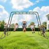 Hapfan Swing Sets for Backyard with Monkey Bars, 2 Belt Swings & Trapeze Bar- Heavy Duty Metal Outdoor Playground Sets for Kids, Backyard Playset (Patent Pending) view 1