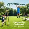 Hapfan Swing Sets for Backyard with Monkey Bars, 2 Belt Swings & Trapeze Bar- Heavy Duty Metal Outdoor Playground Sets for Kids, Backyard Playset (Patent Pending) view 2