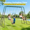 Hapfan Swing Sets for Backyard with Monkey Bars, 2 Belt Swings & Trapeze Bar- Heavy Duty Metal Outdoor Playground Sets for Kids, Backyard Playset (Patent Pending) view 3