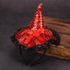 Ankelesz Halloween Witch Sequins Headbands for Women Costume Witch Hat Feather Witch Hat for Halloween (Red) view 3