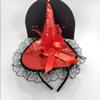 Ankelesz Halloween Witch Sequins Headbands for Women Costume Witch Hat Feather Witch Hat for Halloween (Red) view 4