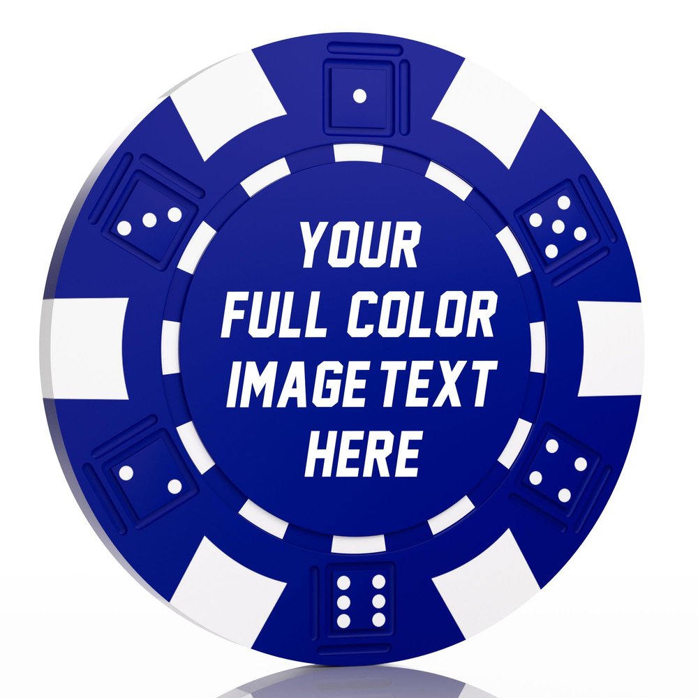 50-500 Custom Clay Poker Chips, Personalized 11.5g Casino-Grade Clay Composite Poker Chips with Logo, 40mm Heavyweight Drink Tokens for Bar,Parties,Game Night,Weddings, Events,Golf Club (Blue)