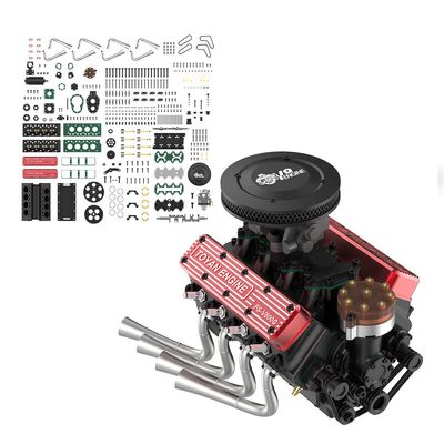 ConsoleXpress Mini V8 Engine Model Kit That Runs, FS-V800WGPC 1/10 Full Metal Eight-Cylinder Four-Stroke OHV V8 Water Cooling Engine Model Build Kit, Physical Science Experiment Kit for Adults