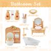 20 Pieces Doll House Furniture and Accessories Set Dollhouse Furniture Set Mini Dollhouse Furniture 1 12 Scale Bedroom Living Room Bathroom Furniture Accessories (Yellow) view 3