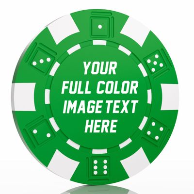 50-500 Custom Clay Poker Chips, Personalized 11.5g Casino-Grade Clay Composite Poker Chips with Logo, 40mm Heavyweight Drink Tokens for Bar,Parties,Game Night,Weddings, Events,Golf Club (Green)