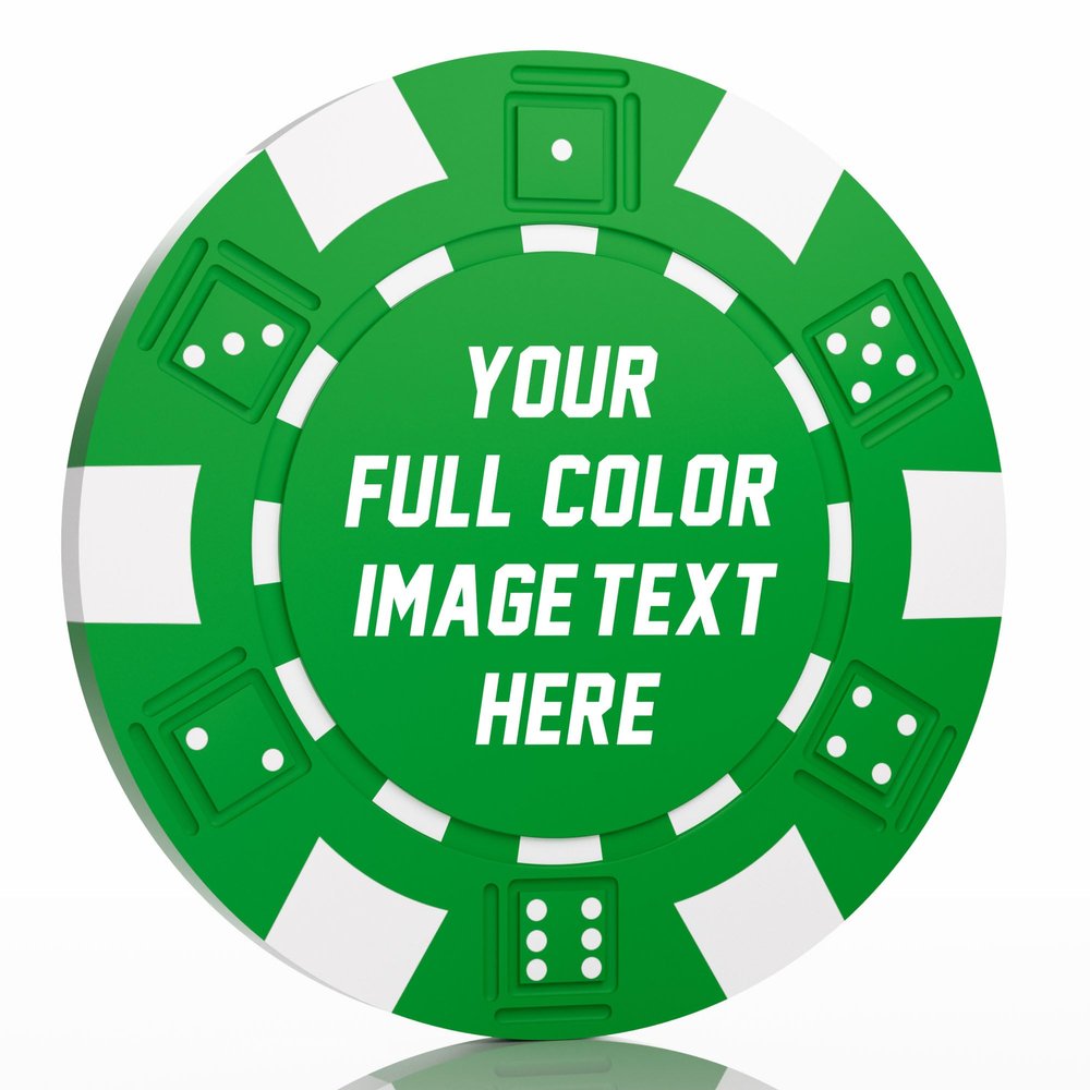 50-500 Custom Clay Poker Chips, Personalized 11.5g Casino-Grade Clay Composite Poker Chips with Logo, 40mm Heavyweight Drink Tokens for Bar,Parties,Game Night,Weddings, Events,Golf Club (Green)