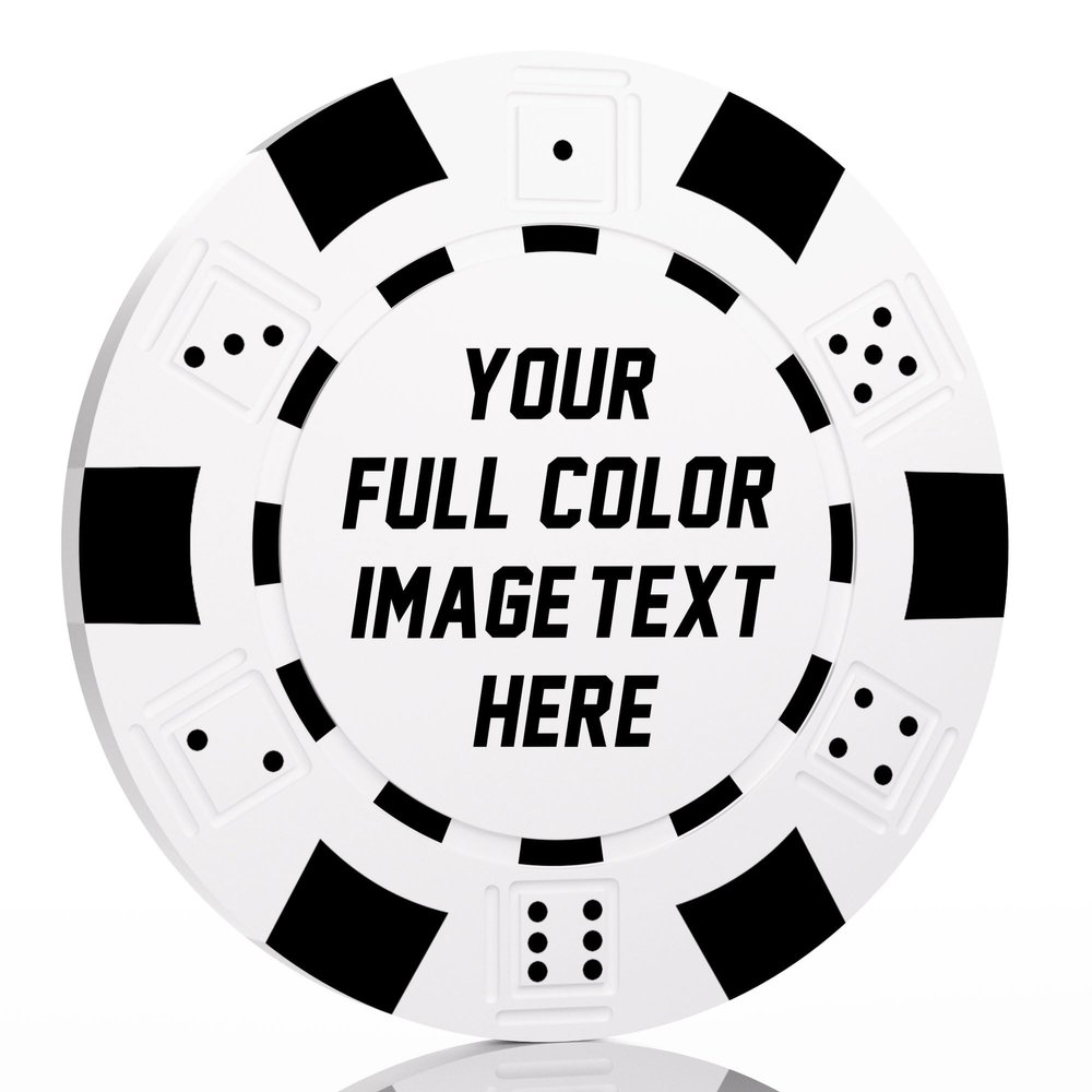 50-500 Custom Clay Poker Chips, Personalized 11.5g Casino-Grade Clay Composite Poker Chips with Logo, 40mm Heavyweight Drink Tokens for Bar,Parties,Game Night,Weddings, Events,Golf Club (White)