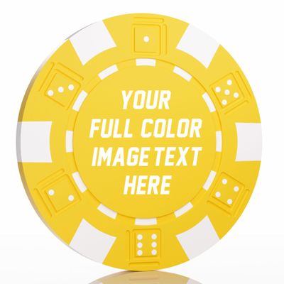 50-500 Custom Clay Poker Chips, Personalized 11.5g Casino-Grade Clay Composite Poker Chips with Logo, 40mm Heavyweight Drink Tokens for Bar,Parties,Game Night,Weddings, Events,Golf Club (Yellow)
