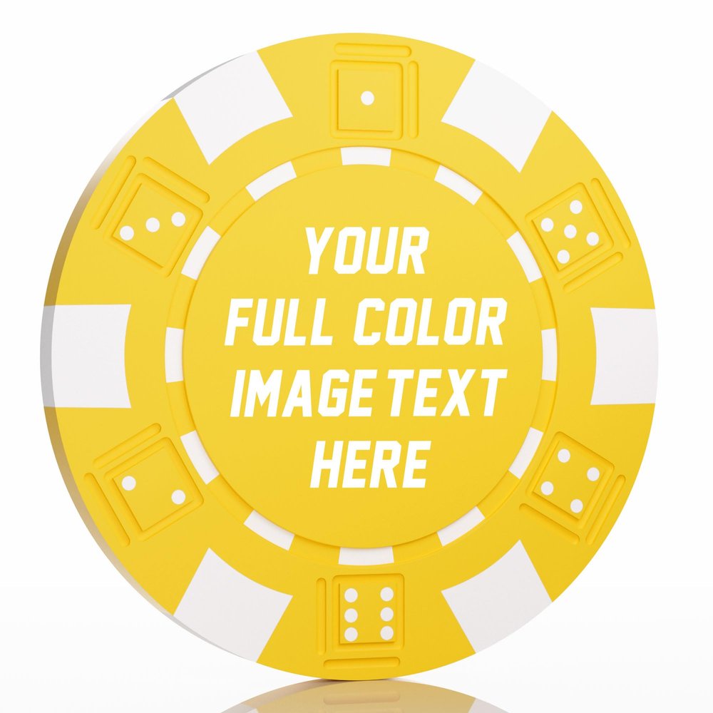 50-500 Custom Clay Poker Chips, Personalized 11.5g Casino-Grade Clay Composite Poker Chips with Logo, 40mm Heavyweight Drink Tokens for Bar,Parties,Game Night,Weddings, Events,Golf Club (Yellow)