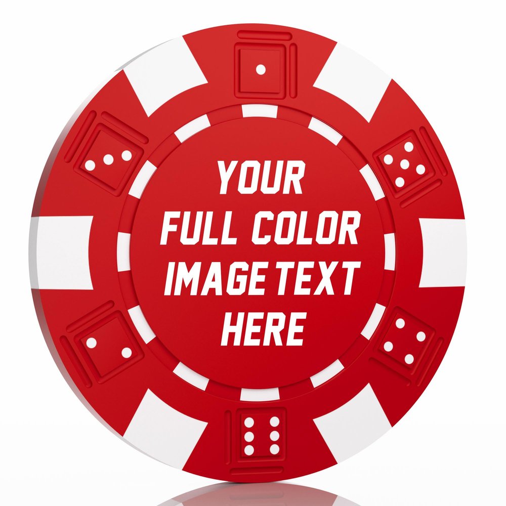 50-500 Custom Clay Poker Chips, Personalized 11.5g Casino-Grade Clay Composite Poker Chips with Logo, 40mm Heavyweight Drink Tokens for Bar,Parties,Game Night,Weddings, Events,Golf Club (Red)