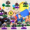 12 PCS Monster Truck Party Table Decorations, Monster Truck Birthday Honeycomb Centerpiece, Racing Car Theme Birthday Decoration for Boys Girls Baby Shower Kids Cake Decorations Party Supplies view 2