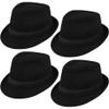 4 Pack Adult Black Fedora Hat Short Brim Fedora Cap Gangster Jazz Hats for Men Women Winter Daily Party Dress Up view 1