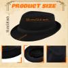 4 Pack Adult Black Fedora Hat Short Brim Fedora Cap Gangster Jazz Hats for Men Women Winter Daily Party Dress Up view 2