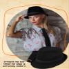 4 Pack Adult Black Fedora Hat Short Brim Fedora Cap Gangster Jazz Hats for Men Women Winter Daily Party Dress Up view 4