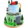 12Pcs Train Cake Toppers Train Cake Decorations with Traffic Track Railway Lights Sign for Trains Themed Birthday Party Decorations Transport Themed Party Supplies view 1