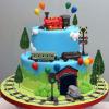 12Pcs Train Cake Toppers Train Cake Decorations with Traffic Track Railway Lights Sign for Trains Themed Birthday Party Decorations Transport Themed Party Supplies view 4