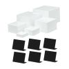 6X Acrylic Boxes for Display Stands Stackable Presentation Risers for Cake Food Buffet Jewery Catering Supplies 5 Sided Nesting with Table Sign Labels