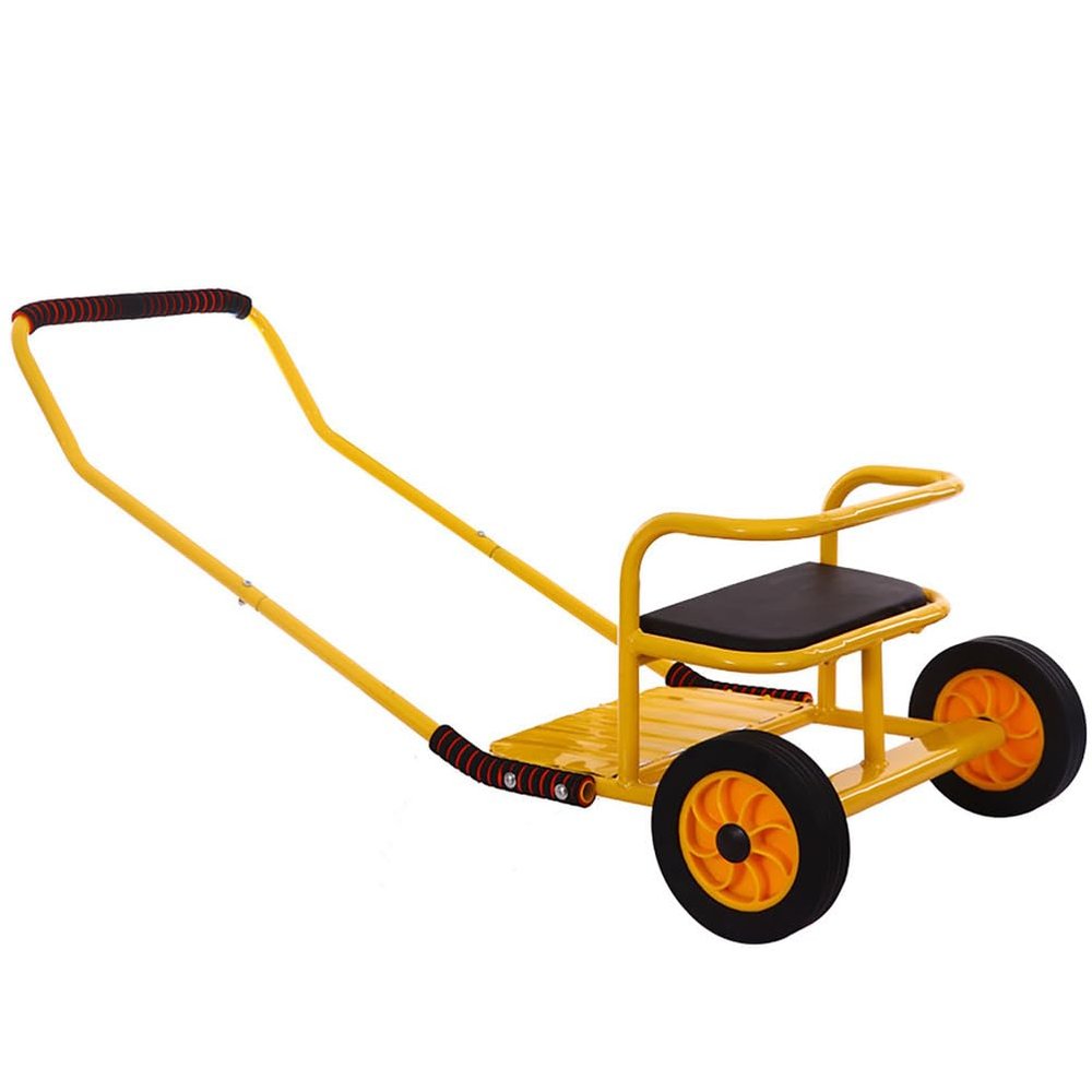 JIYIAN Yellow,Double Person Rickshaw Trailer Kindergarten Children's Hand-Pulled Cart Preschool Education Trolley Play Trailer Toy Bicycles and Small Carts