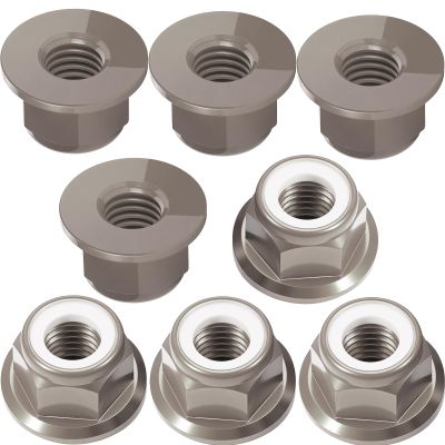 8Pcs M4 Flange Nuts Aluminum, M4-0.7mm Hex Flange Nylon Insert Lock Nuts for 1/10 Scale RC Car Traxxas Slash 4x4 2WD Stampede VXL Rustler VXL HPI Redcat Axial Racing Truck Buggy Crawler Wheels