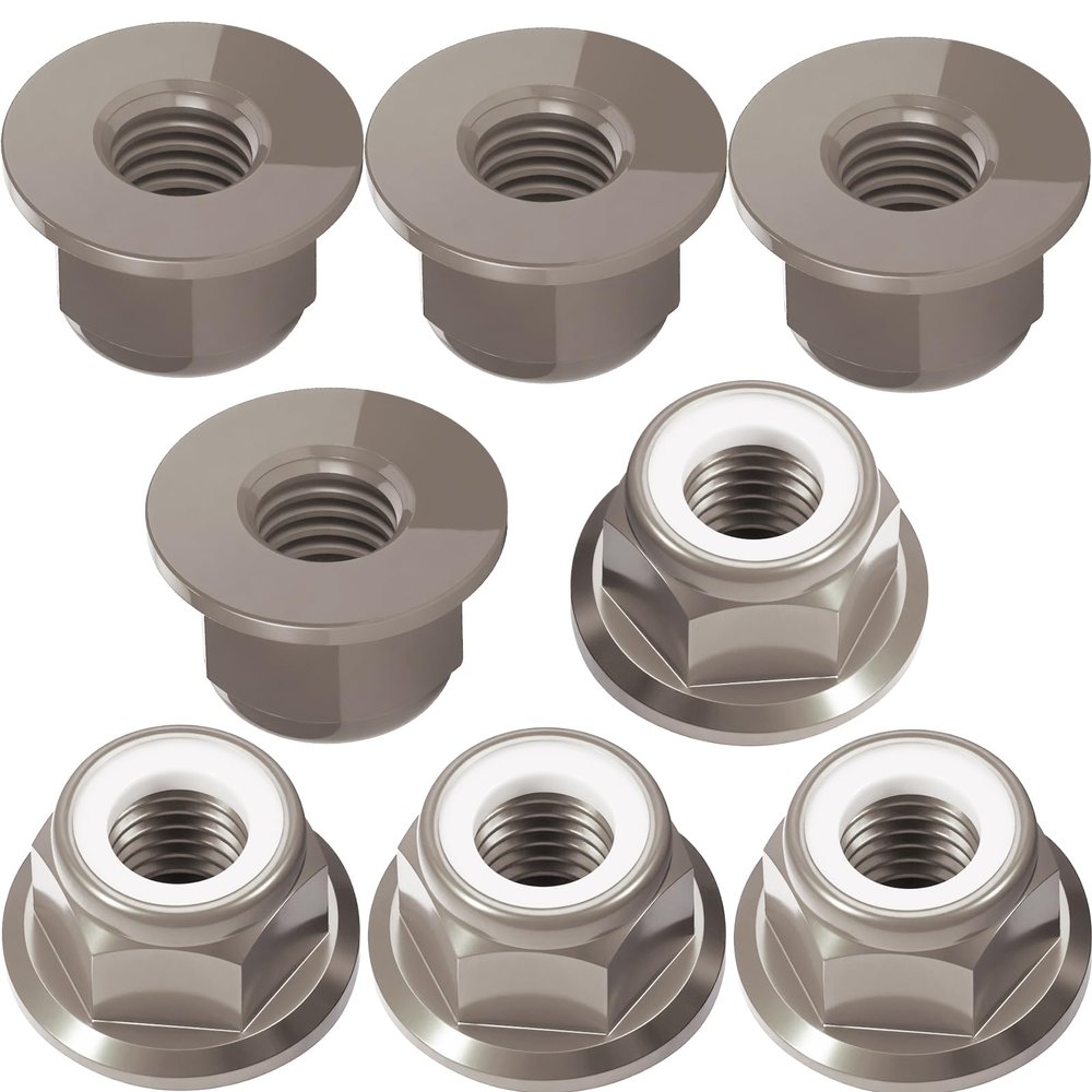 8Pcs M4 Flange Nuts Aluminum, M4-0.7mm Hex Flange Nylon Insert Lock Nuts for 1/10 Scale RC Car Traxxas Slash 4x4 2WD Stampede VXL Rustler VXL HPI Redcat Axial Racing Truck Buggy Crawler Wheels