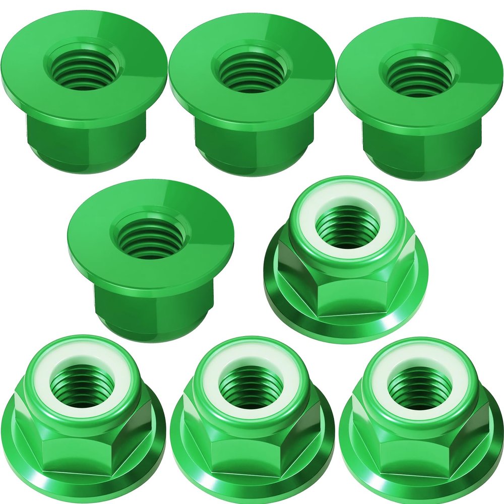 8Pcs M4 Flange Nuts Aluminum, M4-0.7mm Hex Flange Nylon Insert Lock Nuts for 1/10 Scale RC Car Traxxas Slash 4x4 2WD Stampede VXL Rustler VXL HPI Redcat Axial Racing Truck Buggy Crawler Wheels