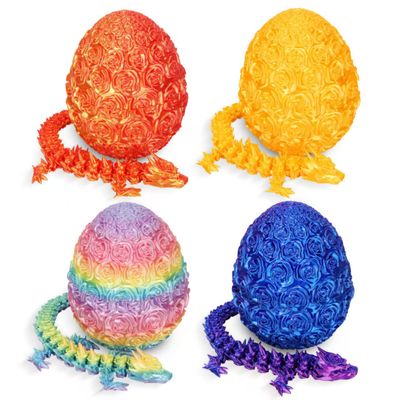 EverHaus 4 Pack 3D Printed Dragon,Dragon Eggs with Dragon Inside - Desktop Decor Collectible, Dragon Toy with Roses Design, for Boys and Girls