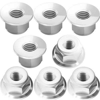8Pcs M4 Flange Nuts Aluminum, M4-0.7mm Hex Flange Nylon Insert Lock Nuts for 1/10 Scale RC Car Traxxas Slash 4x4 2WD Stampede VXL Rustler VXL HPI Redcat Axial Racing Truck Buggy Crawler Wheels