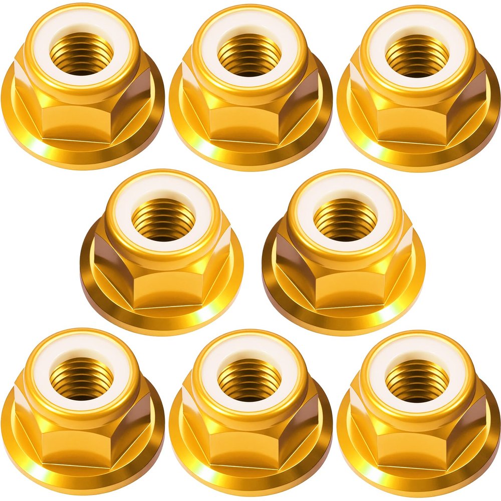 8Pcs M4 Flange Nuts Aluminum, M4-0.7mm Hex Flange Nylon Insert Lock Nuts for 1/10 Scale RC Car Traxxas Slash 4x4 2WD Stampede VXL Rustler VXL HPI Redcat Axial Racing Truck Buggy Crawler Wheels