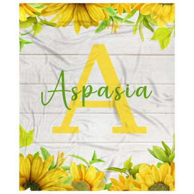 Personalized Baby Blanket for Girls Toddlers Infant Newborn Boys- Custom Sunflower Gifts with Name Text - 40 x 30 Inch Super Soft Plush Flannel Throw Sheets Decor for Baby Shower Crib Nap Birthday