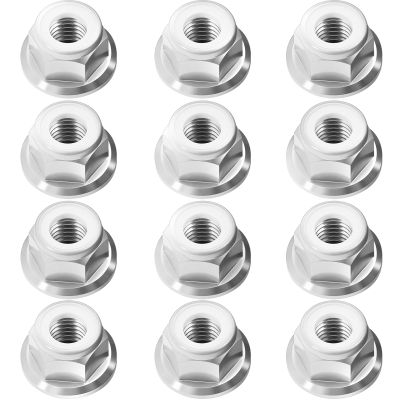 12Pcs M4 Flange Nuts Aluminum, M4-0.7mm Hex Flange Nylon Insert Lock Nuts for 1/10 Scale RC Car Traxxas Slash 4x4 2WD Stampede VXL Rustler VXL HPI Redcat Axial Racing Truck Buggy Crawler Wheels Silver