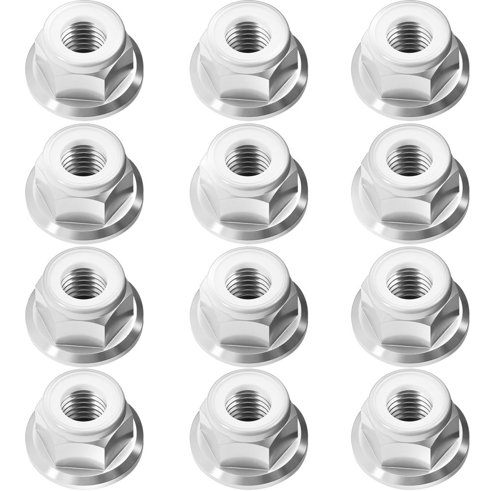 12Pcs M4 Flange Nuts Aluminum, M4-0.7mm Hex Flange Nylon Insert Lock Nuts for 1/10 Scale RC Car Traxxas Slash 4x4 2WD Stampede VXL Rustler VXL HPI Redcat Axial Racing Truck Buggy Crawler Wheels Silver