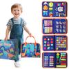 KAWITLO Toddler Montessori Busy Board - Dinosaur Learning Activity Toy, Boys Gift, Sensory Learning Toy for Toddlers, Educational Busy Book for Toddlers, Travel Toy (Blue) view 1