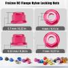 12Pcs M4 Flange Nuts Aluminum, M4-0.7mm Hex Flange Nylon Insert Lock Nuts for 1/10 Scale RC Car Traxxas Slash 4x4 2WD Stampede VXL Rustler VXL HPI Redcat Axial Racing Truck Buggy Crawler Wheels Rose view 2