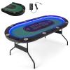 Giantex 10 Players Poker Table with Cup Holder, Folding Casino Leisure Table with 4 USB Ports, Extra Lights, Easy to Assemble, Foldable Game Poker Tables for Texas, Card Games (Green) view 1